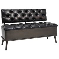 vidaXL Storage Bench with Backrest 110 cm Black Faux Leather