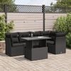 vidaXL 6 Piece Garden Sofa Set with Cushions Black Poly Rattan