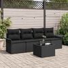 vidaXL Garden Sofa Set with Cushion 5 pcs Black Poly Rattan