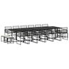 vidaXL 17 Piece Garden Dining Set with Cushions Black Poly Rattan