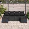 vidaXL Garden Sofa Set with Cushion 6 pcs Black Poly rattan