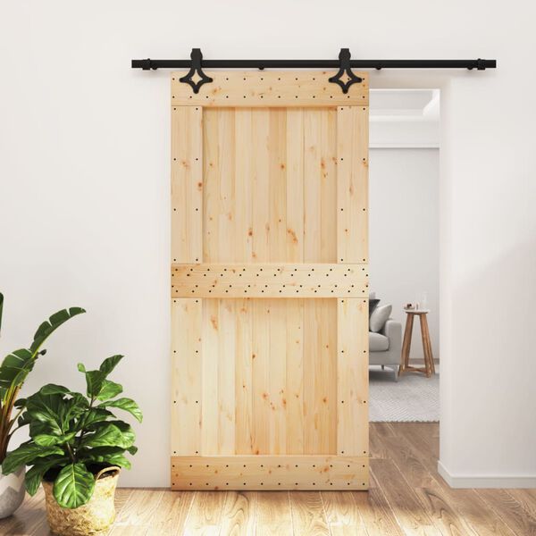 vidaXL Sliding Door with Hardware Set 100x210 cm Solid Wood Pine