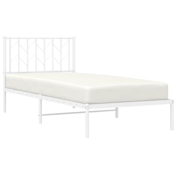 vidaXL Metal Bed Frame without Mattress with Headboard White 90x190cm
