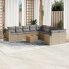 vidaXL 11 Piece Garden Sofa Set with Cushions Beige Poly Rattan