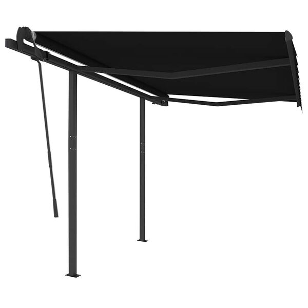 vidaXL Manual Retractable Awning with Posts 3.5x2.5 m Anthracite