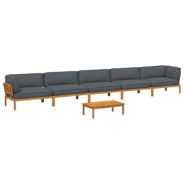 vidaXL Sofa Set with Cushion Plain 6 pcs Anthracite Solid Acacia Wood
