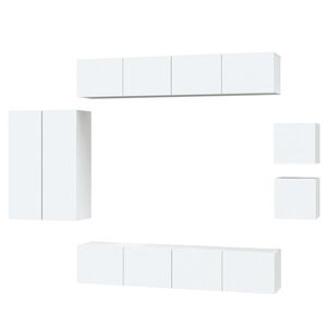 vidaXL 8 Piece TV Cabinet Set White Engineered Wood