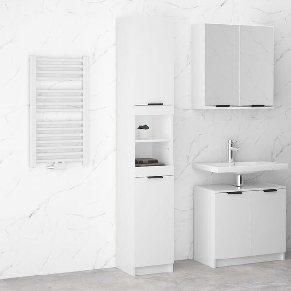 vidaXL Bathroom Cabinet High Gloss White 32x34x188.5cm Engineered Wood