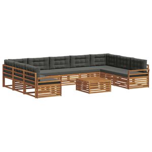 vidaXL Outdoor Sofa Set 10 pcs Natural and Anthracite