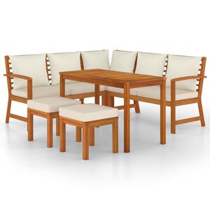 vidaXL 6 Piece Garden Dining Set with Cushions Solid Wood Acacia
