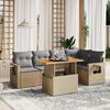 vidaXL 6 Piece Garden Sofa Set with Cushions Beige Poly Rattan