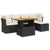 vidaXL 6 Piece Garden Sofa Set with Cushions Black Poly Rattan Acacia