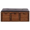 vidaXL Bench with 3 Baskets Seagrass 105x40x42 cm Brown