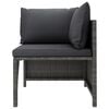 vidaXL 3-Seater Garden Sofa with Cushions Grey Poly Rattan