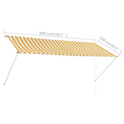 vidaXL Retractable Awning 300x150 cm Yellow and White