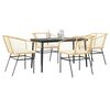 vidaXL 5 Piece Garden Dining Set with Cushions Brown Poly Rattan Glass
