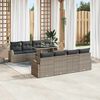 vidaXL Garden Sofa Set with Cushion Manual 9 pcs Grey Poly Rattan