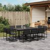 vidaXL 11 Piece Garden Dining Set with Cushions Black Textilene