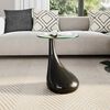 vidaXL Coffee Table with Round Glass Top High Gloss Black