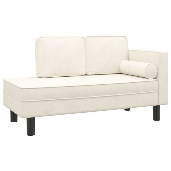 vidaXL Chaise Lounge with Cushions and Bolster Cream Velvet