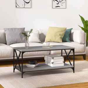 vidaXL Coffee Table Grey Sonoma 100x50x45 cm Engineered Wood and Iron
