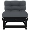 vidaXL Middle Sofas with Cushions 2 pcs Black Solid Wood Pine