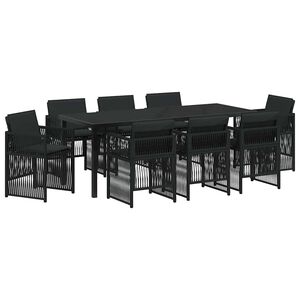 vidaXL Garden Dining Set 9 pcs Black Powder-Coated Steel