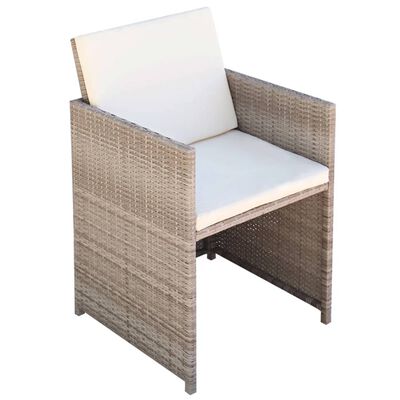 vidaXL 13 Piece Outdoor Dining Set with Cushions Poly Rattan Beige