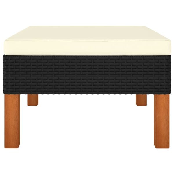 vidaXL Footstool Poly Rattan and Solid Eucalyptus Wood