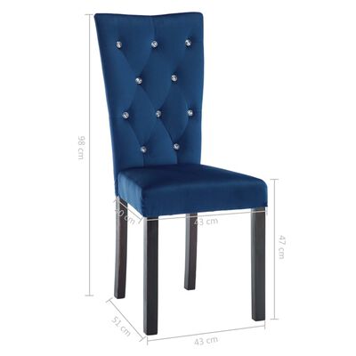 vidaXL Dining Chairs 4 pcs Dark Blue Velvet