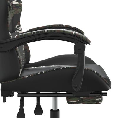 vidaXL Gaming Chair with Footrest Black and Camouflage Faux Leather