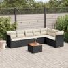 vidaXL 8 Piece Garden Sofa Set with Cushions Black Poly Rattan