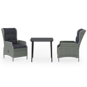 vidaXL 3 Piece Garden Dining Set Light Grey