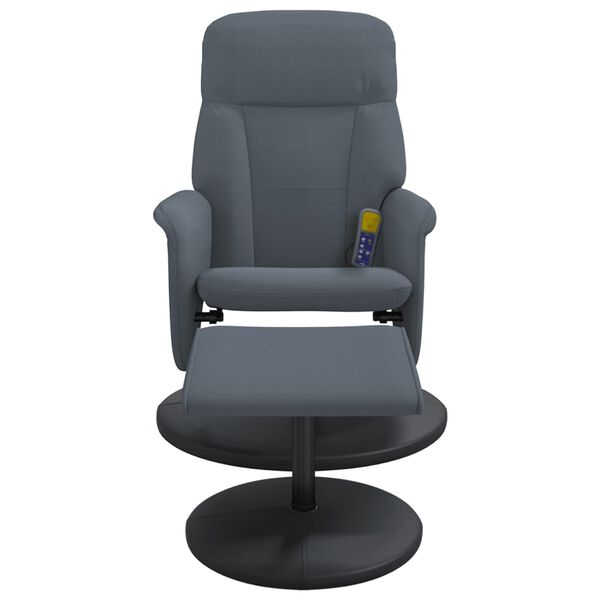 vidaXL Massage Recliner Chair with Footstool Dark Grey Velvet