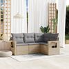 vidaXL 4 Piece Garden Sofa Set with Cushions Beige Poly Rattan