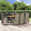 vidaXL 9 Piece Garden Dining Set with Cushions Grey Poly Rattan