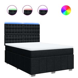 vidaXL Box Spring Bed with Mattress Black Queen Fabric