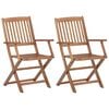 vidaXL Folding Chairs 2 pcs Solid Acacia Wood