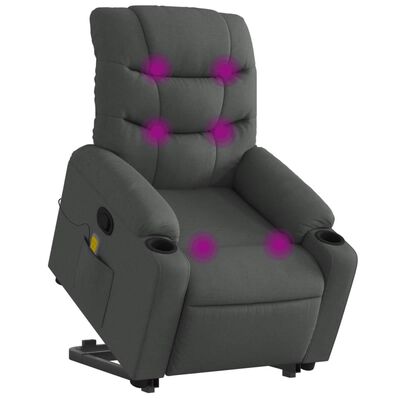 vidaXL Stand up Massage Recliner Chair Dark Grey Fabric