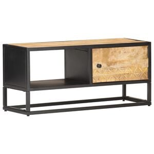 vidaXL Tv Cabinet | Natural Mango Wood, Black Iron