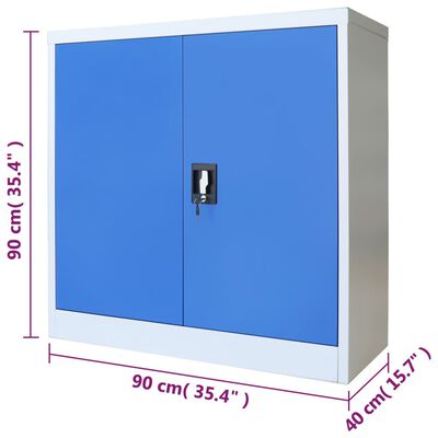 vidaXL Office Cabinet Metal 90x40x90 cm Grey and Blue