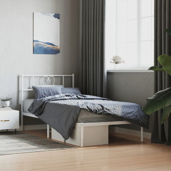 vidaXL Metal Bed Frame without Mattress with Headboard White 90x190cm