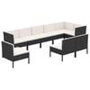 vidaXL 9 Piece Garden Lounge Set with Cushions Poly Rattan Black
