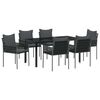 vidaXL Garden Dining Set 7 pcs Black and Grey PE Rattan