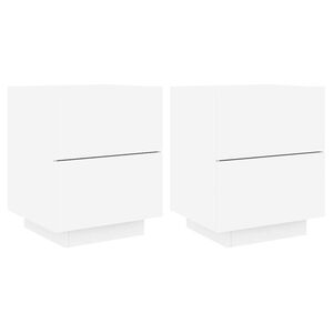 vidaXL Bedside Cabinets with LED Lights 2 pcs White Engineered Wood