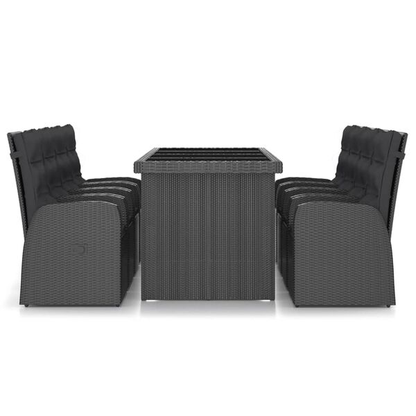 vidaXL 9 Piece Outdoor Dining Set with Cushions Poly Rattan Black
