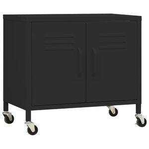 vidaXL Storage Cabinet | Black | Steel | Small | Lockable wheels