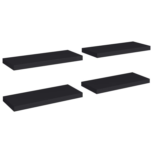 vidaXL Floating Wall Shelves 4 pcs Black 60x23.5x3.8 cm MDF