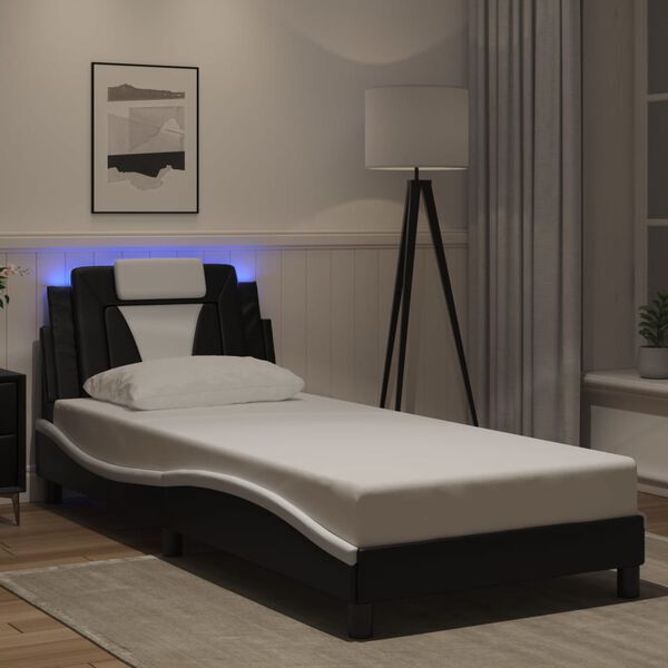 vidaXL Bed Frame "Viana" with LED without Mattress Black and White 90x190 cm
