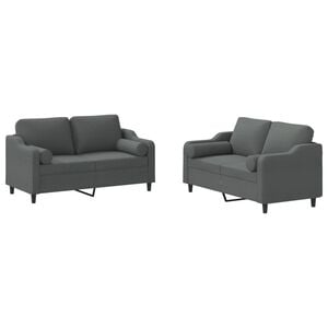 vidaXL 2 Piece Sofa Set with Pillows Dark Grey Fabric